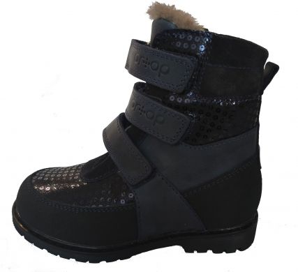 Зимние кожаные ортопедические ботинки для девочки, с супинатором Ortop 335-Blue