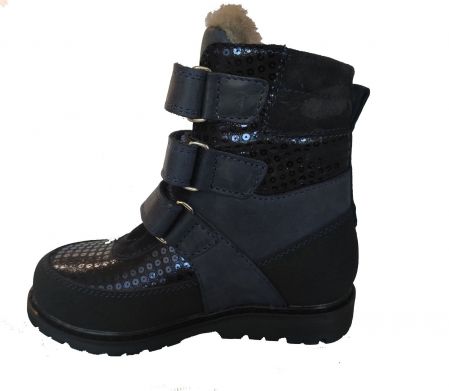 Зимние кожаные ортопедические ботинки для девочки, с супинатором Ortop 335-Blue