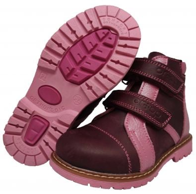 Ортопедические ботинки для девочки осенние Ortop 204V(bordo), с супинатором и с жестким задником, (кожа)