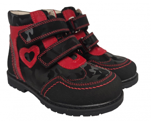 Ортопедичні черевики для дівчинки Ortop 220 BlackRed (Кам&rsquo;янське)