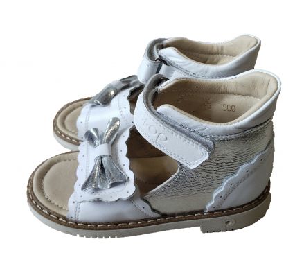 Ортопедичні сандалі для дівчинки Ortop 500WS біло-срібні