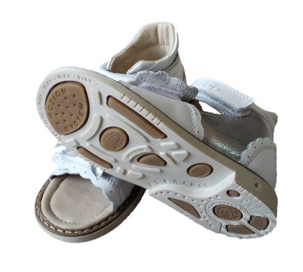 Ортопедичні сандалі для дівчинки Ortop 500WS біло-срібні