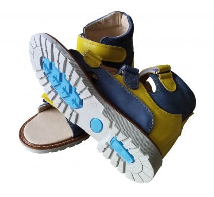 Ортопедические сандалии с супинатором FootCare FC-113 желто-голубые