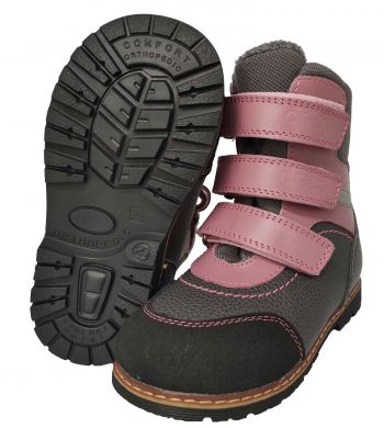Зимние кожаные ортопедические ботинки для девочки, с супинатором Ortop 312-Pg