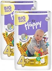 Памперсы детские Bella Baby Happy maxi plus (вес от 9 до 20 кг., 2 x 62 шт.)