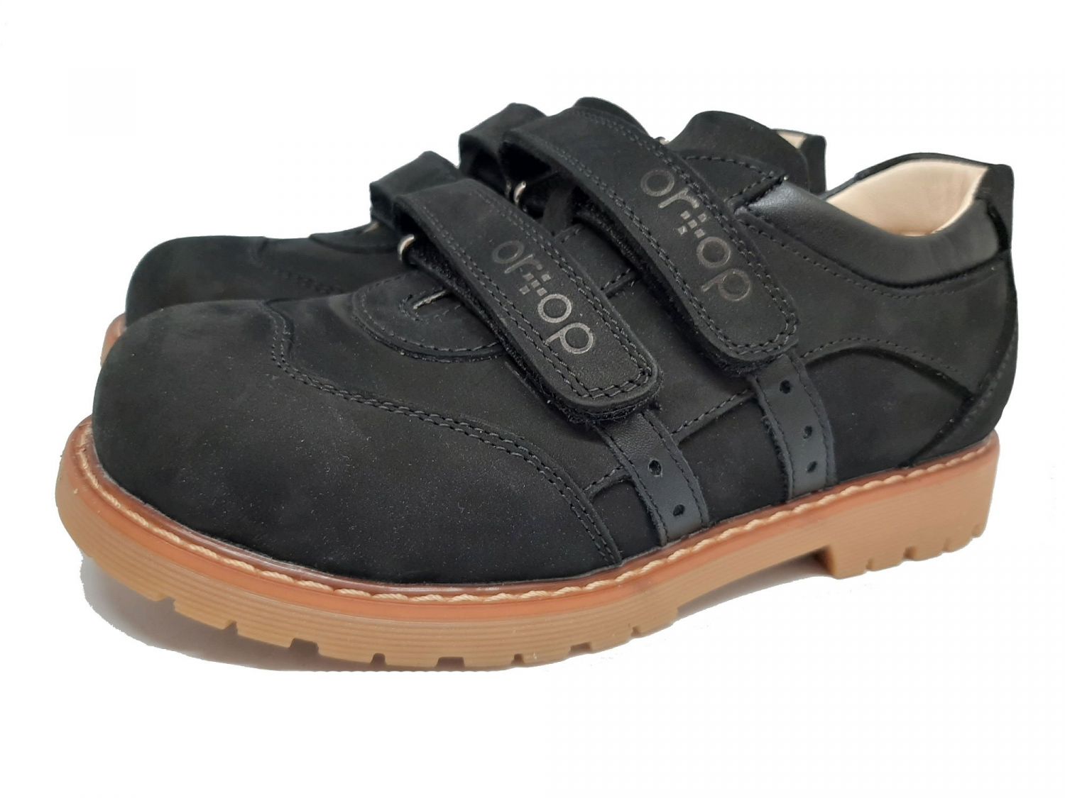 Ортопедичні туфлі для хлопчиків з супінатором, Ortop 102 Black (нубук)