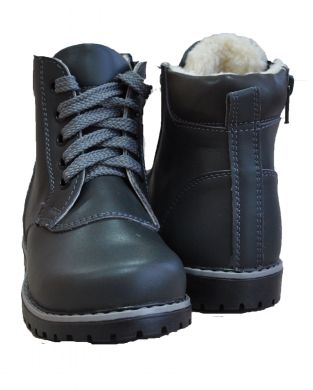 Ортопедические ботинки зимние, кожаные, профилактические с жестким задником без супинатора 3081-Серые