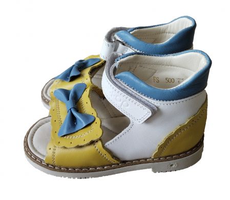 Ортопедические сандалии для девочки Ortop 500UKR желто-голубые