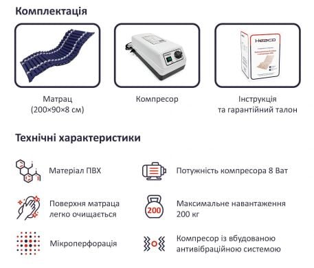 Противопролежневый матрас с компрессором M01 (Бердичев)