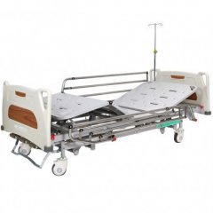 Кровать для лежачих больных механическая с регулировкой высоты на колесах , 4 секции