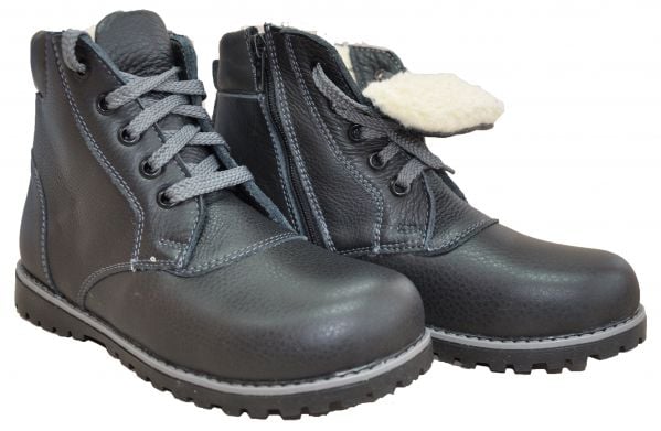 Ортопедичні черевики зимові, шкіряні, профілактичні з жорстким задніком без супінатора на хутрі 3081-Чорні
