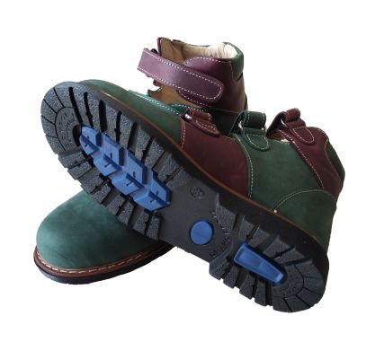 Дитячі ортопедичні туфлі з супінатором FootCare FC-114 зелено-бордові