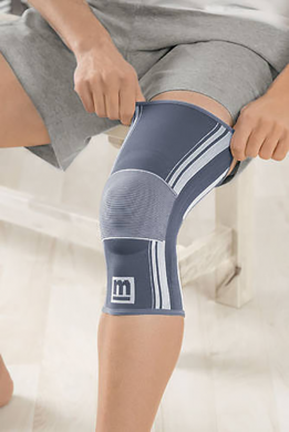 Бандаж на коліно з силіконовим пателлярним кільцем GENUMEDI III на повне стегно – сірий
