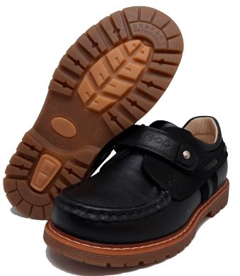 Ортопедические туфли для мальчиков, с супинатором, Ortop 103 Black (кожа)