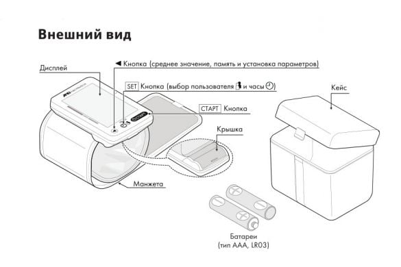 Тонометр на зап'ястя AND UB-505 з манжетою 13,5-21,5 см
