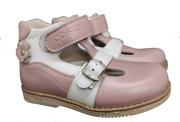 Ортопедические туфли для девочки, с супинатором Ortop 015 Pink (кожа) (Новомосковск)