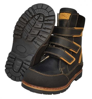 Ортопедичні черевики для хлопчиків, зимові, шкіряні з супінатором Ortop 330-Black