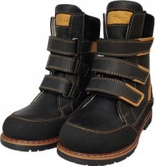 Ортопедические ботинки для мальчиков, зимние, кожаные с супинатором Ortop 330-Black