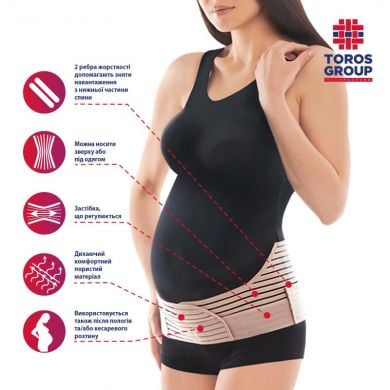 Бандаж для вагітних і післяпологовий з ребрами жорсткості пористий, тип 114 П